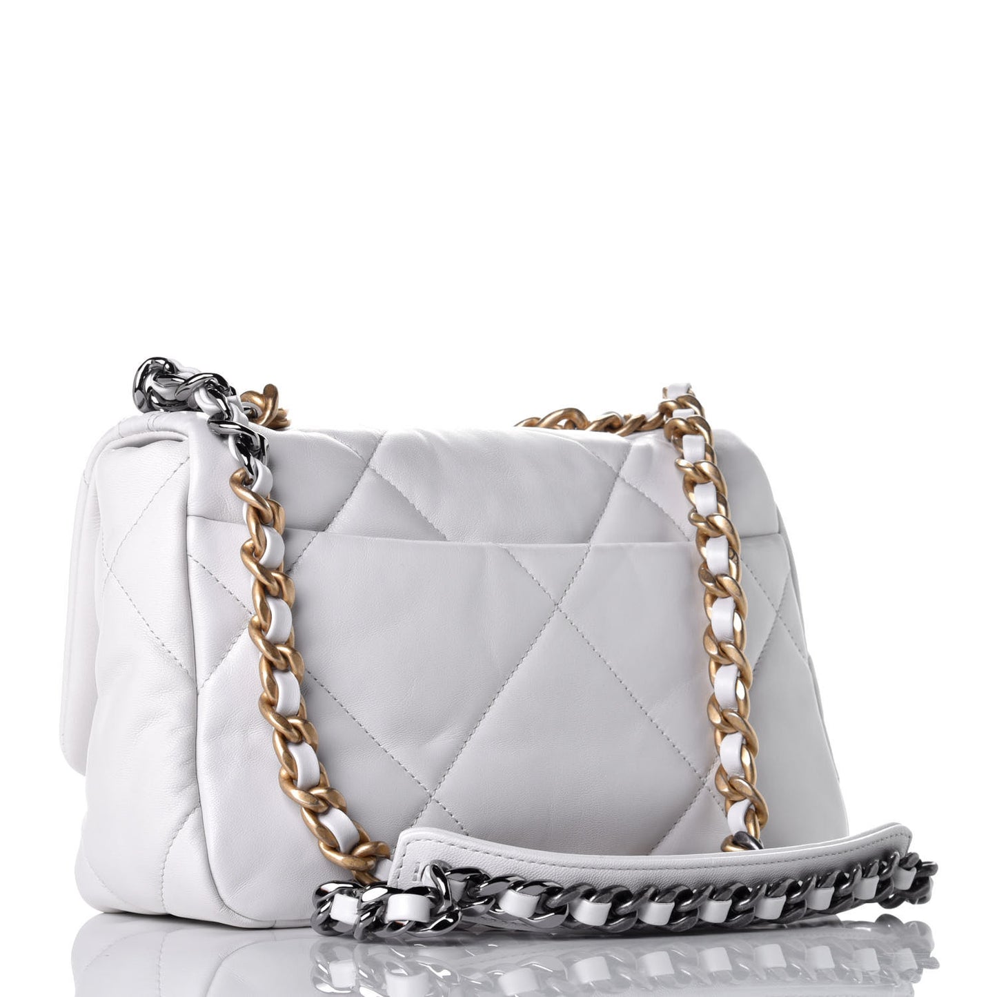 Goatskin Quilted Medium Chanel 19 Flap White