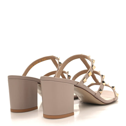 Valentino Garavani Calfskin Rockstud 60mm Caged Slide Sandals 39.5 Poudre 4 of 9