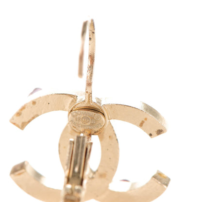 Chanel Stone CC Dangle Earrings Light Gold 5 of 5