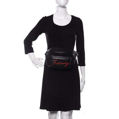 Balenciaga Supple Calfskin Signature Logo Large Everyday Beltpack Black 2 of 10