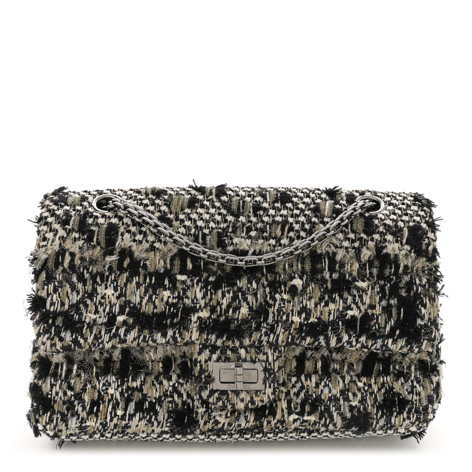 Chanel Tweed 2.55 Reissue 225 Flap Black White 1 of 12