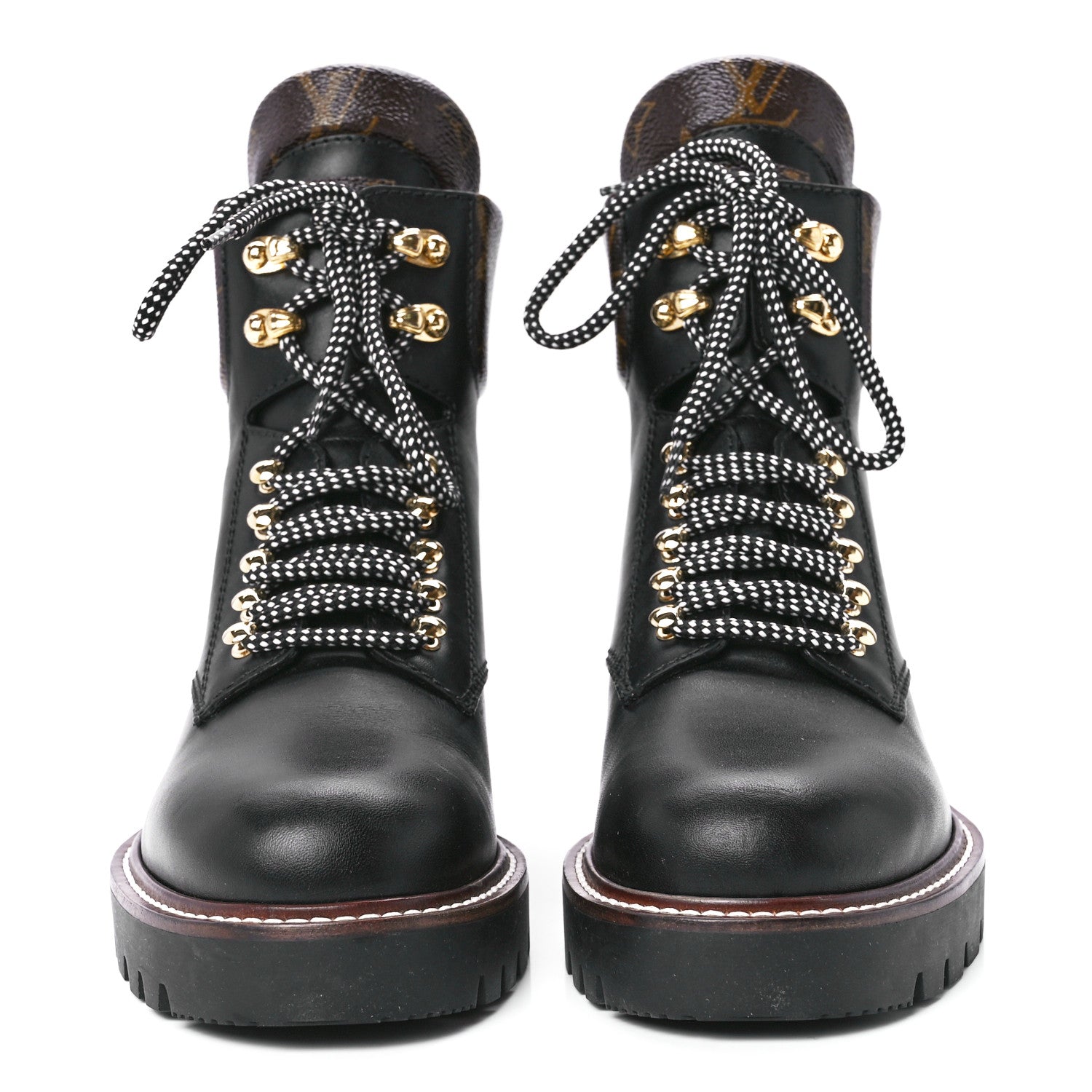 Louis Vuitton Calfskin Monogram Territory Flat Ranger Boots 37.5 Black 2 of 8