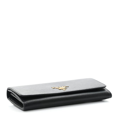 Prada Saffiano Metal Continental Flap Wallet Black 5 of 10