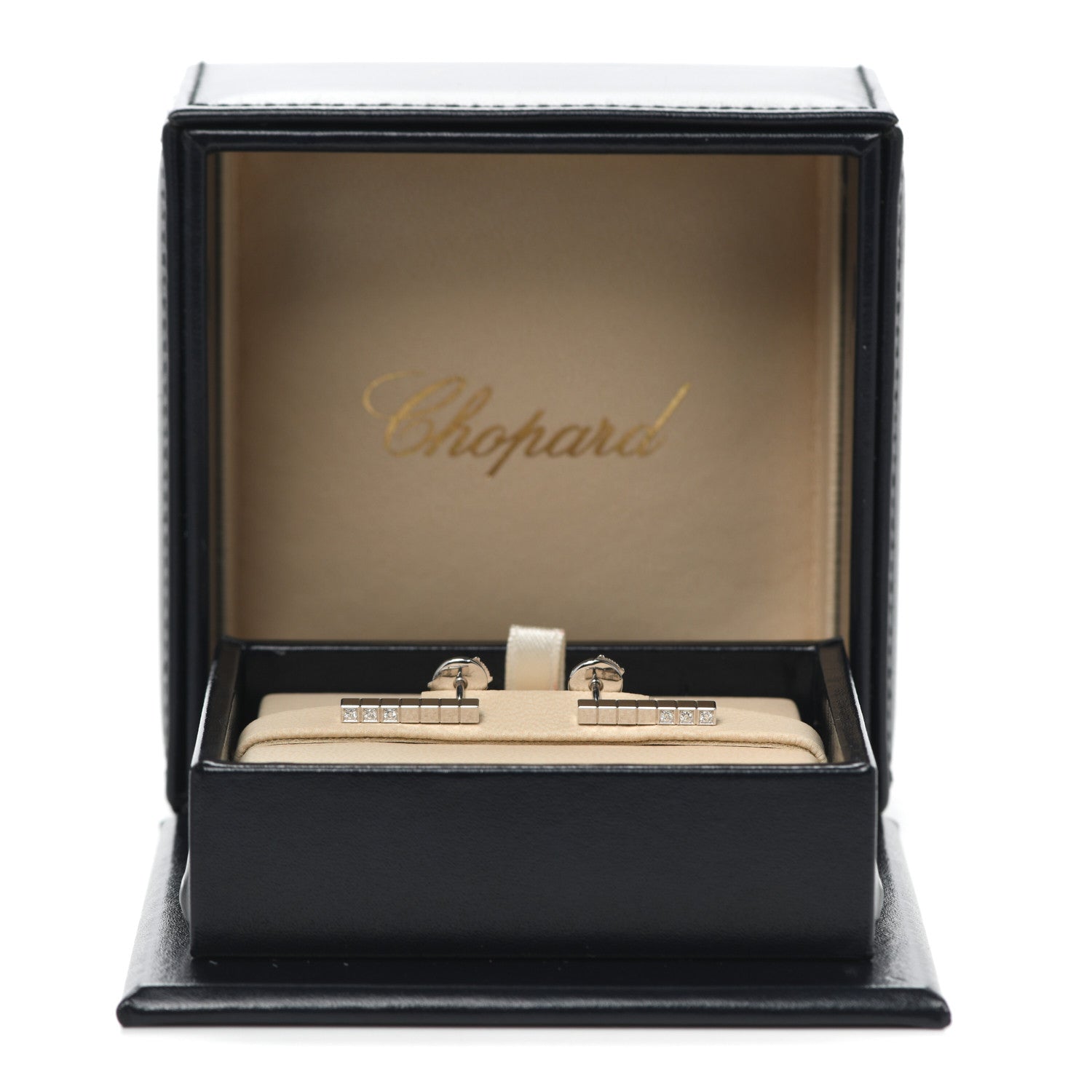 Chopard 18K White Gold Diamond Ice Cube Pure Stud Earrings 4 of 4