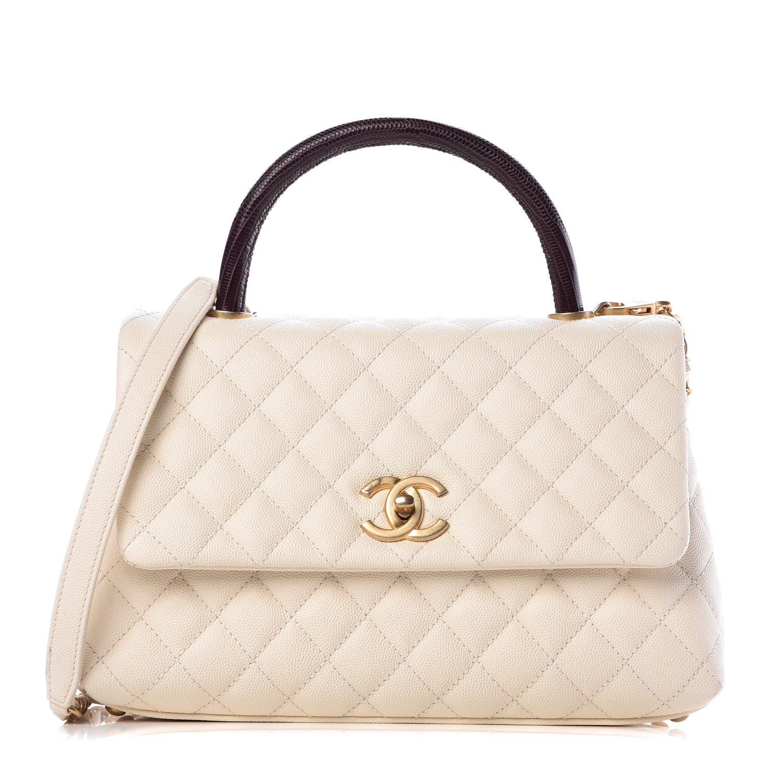 Chanel Caviar Lizard Quilted Small Coco Handle Flap Ivory 1 of 8