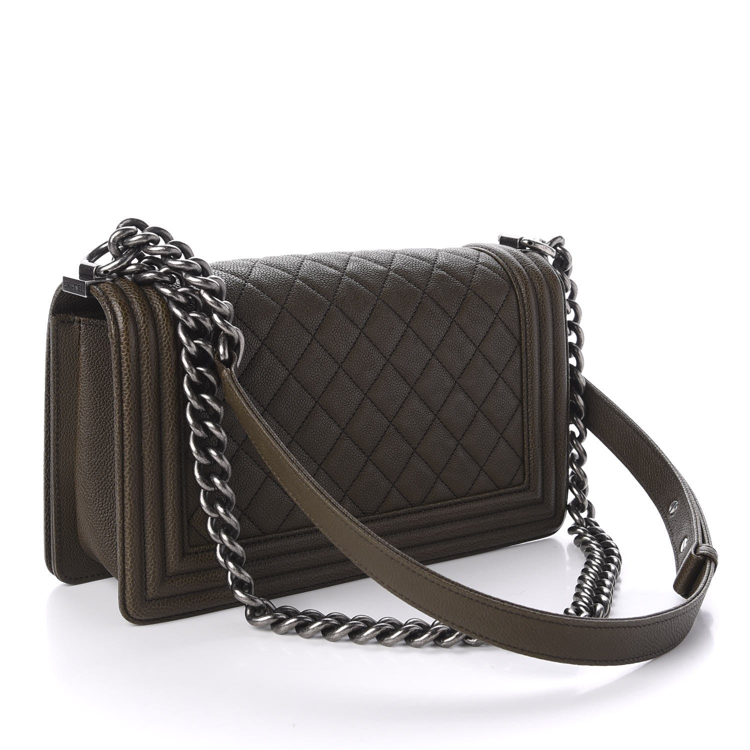 Chanel Caviar Quilted Medium Boy Flap Khaki 3 of 11