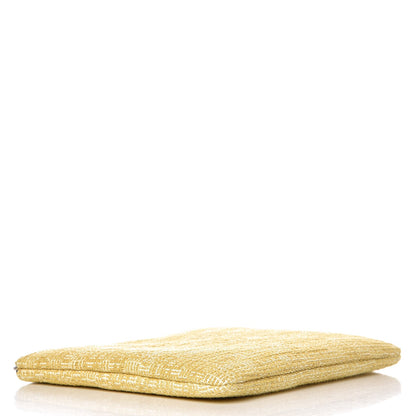 Chanel Woven Straw Raffia Large Deauville Pouch Light Yellow 4 of 8