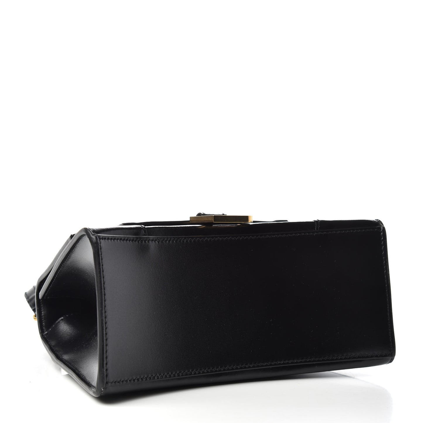 Shiny Box Calfskin Small Hourglass Top Handle Bag Black