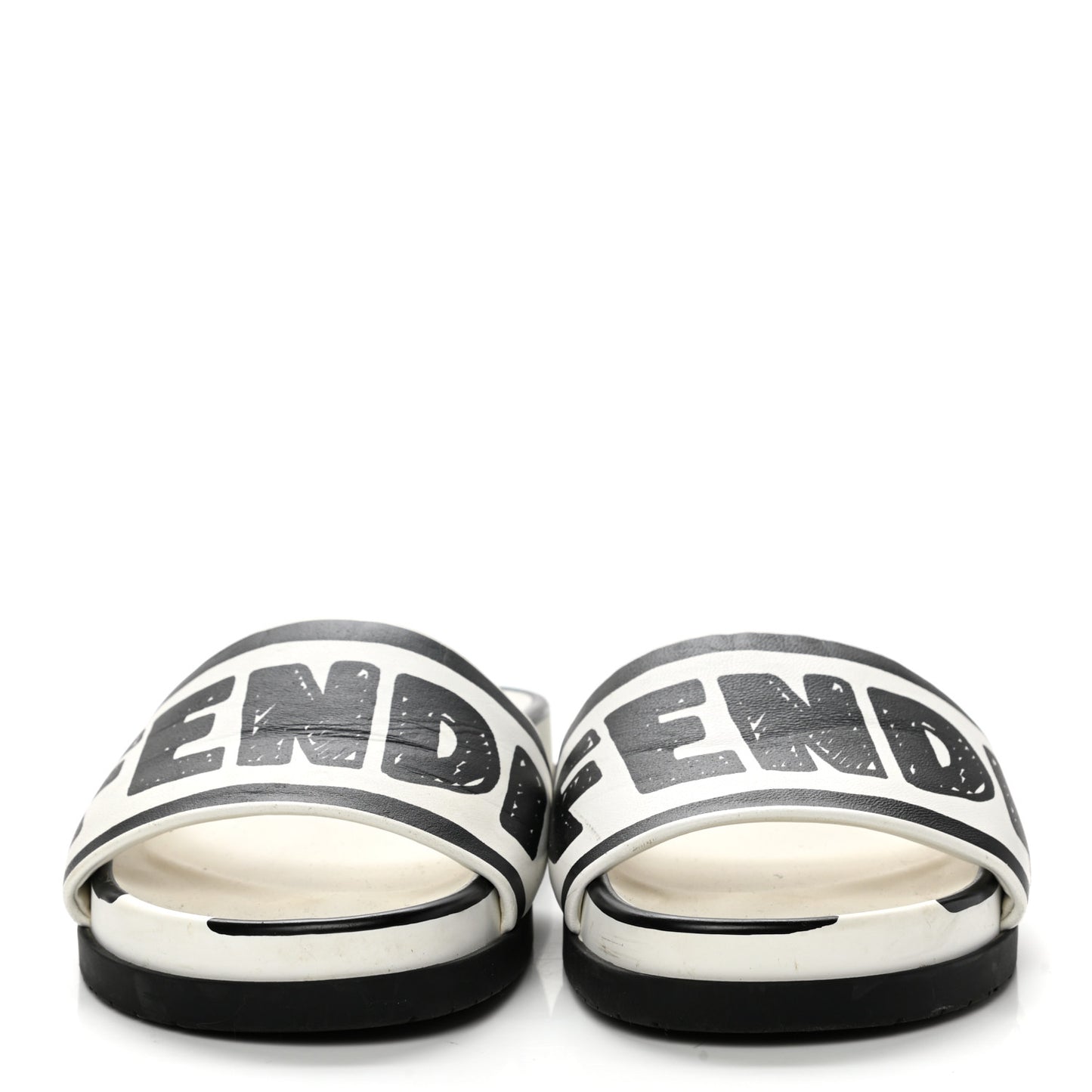 X JOSHUA VIDES Roma Calfskin Fussbetts Slide Sandals 35 Snow White Black