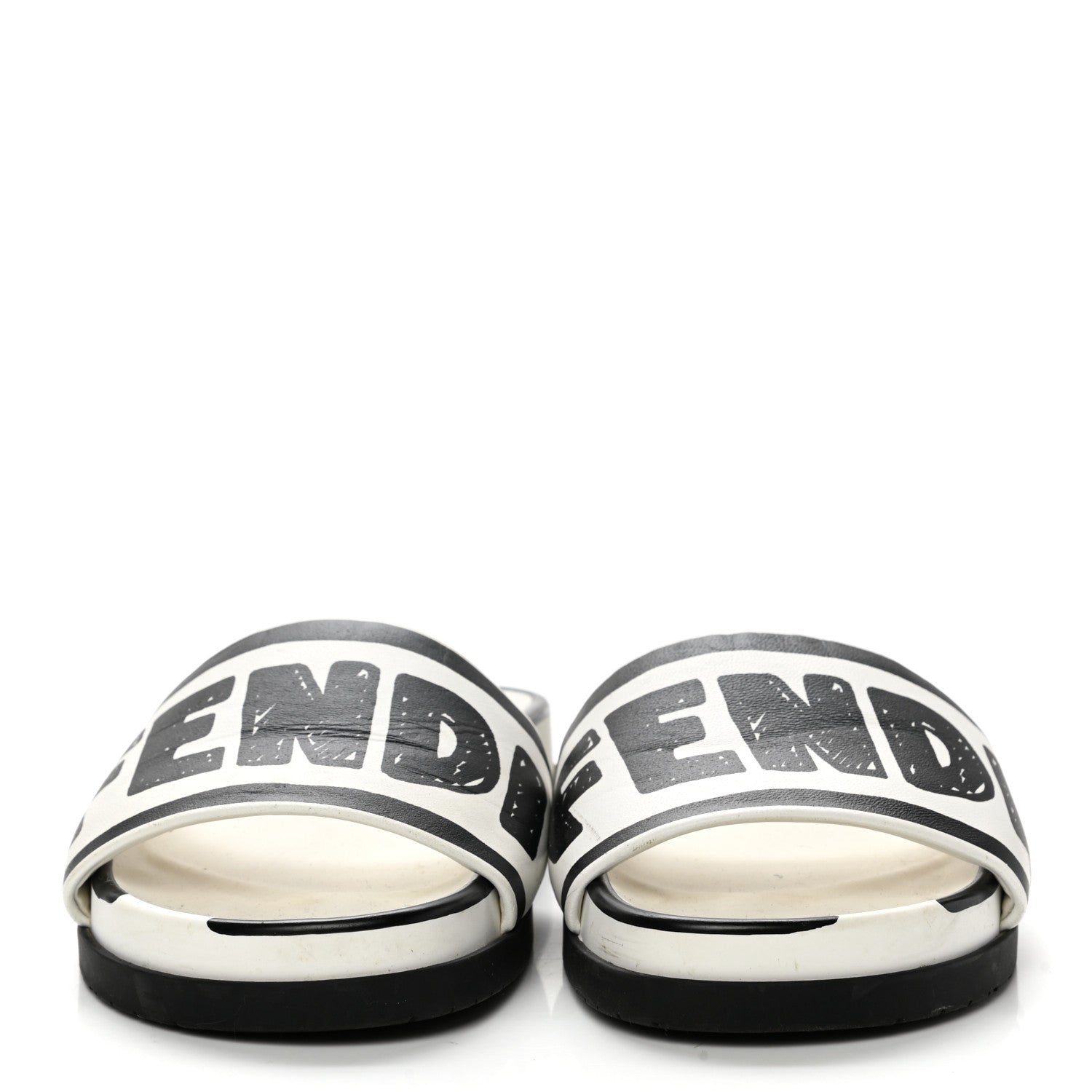 Fendi X JOSHUA VIDES Roma Calfskin Fussbetts Slide Sandals 35 Snow White Black 2 of 9