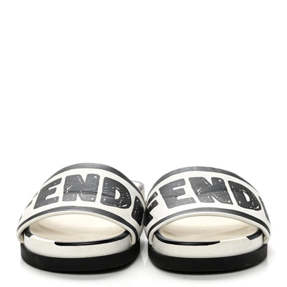 Fendi X JOSHUA VIDES Roma Calfskin Fussbetts Slide Sandals 35 Snow White Black 2 of 9