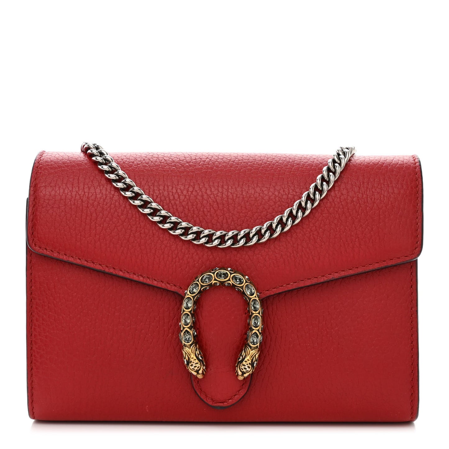 Calfskin Mini Dionysus Chain Wallet Hibiscus Red