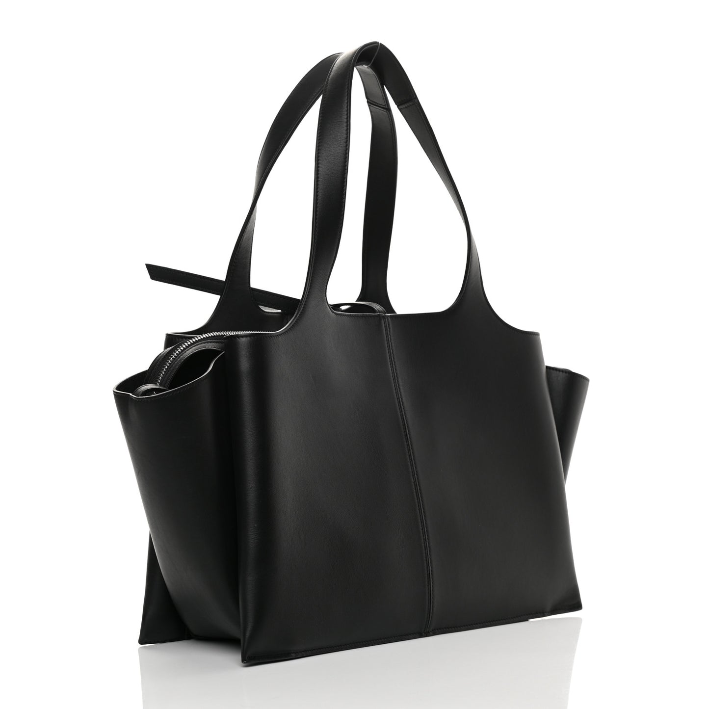 Supple Natural Calfskin Medium Tri-Fold Bag Black