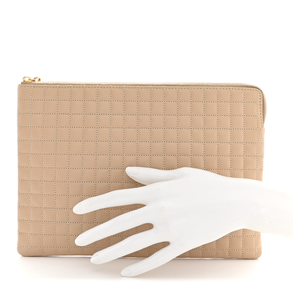 Celine Calfskin Quilted C Charm Pouch Nude 2 of 7