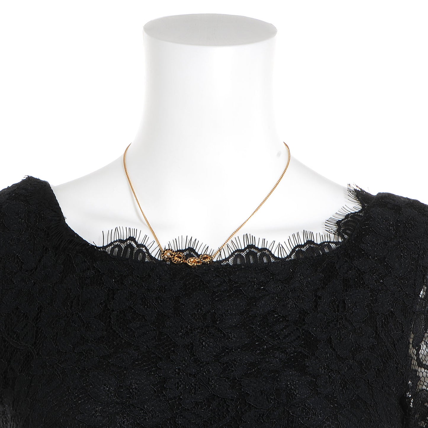Black Crystal Coco Necklace Gold