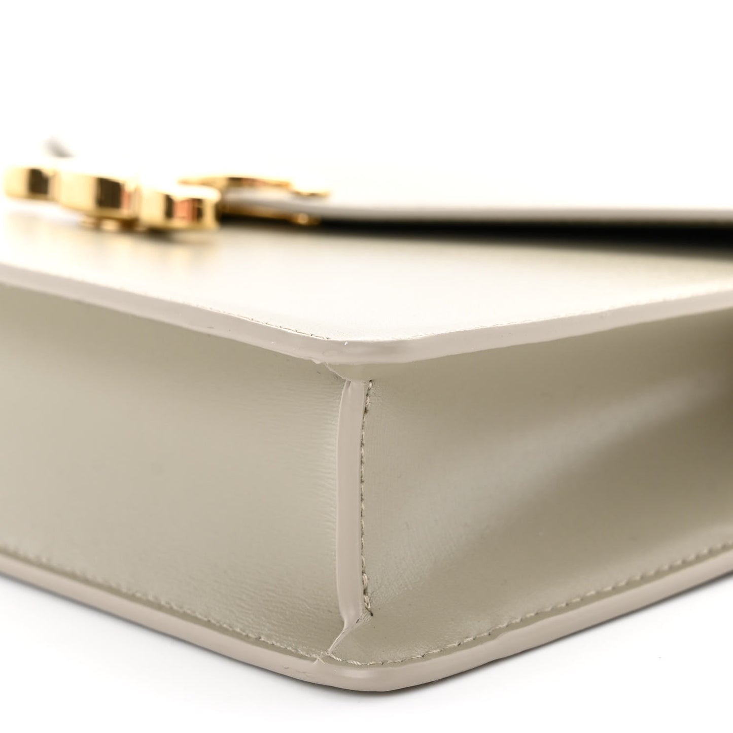Shiny Calfskin Triomphe Margo Wallet on Chain Green Clay