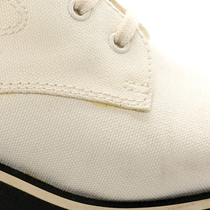 Chanel Fabric Lace Up Combat Boots 38.5 White 13 of 17