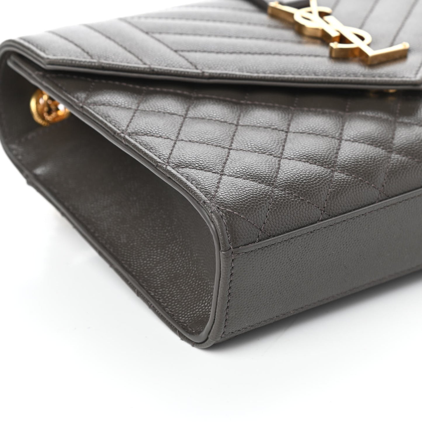 Grain De Poudre Textured Mixed Matelasse Medium Triquilt Monogram Satchel Earth