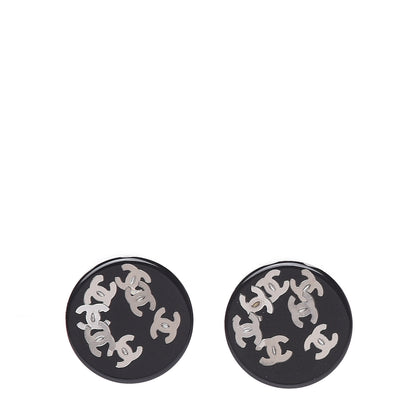 Chanel Resin CC Earrings Black Silver 1 of 4