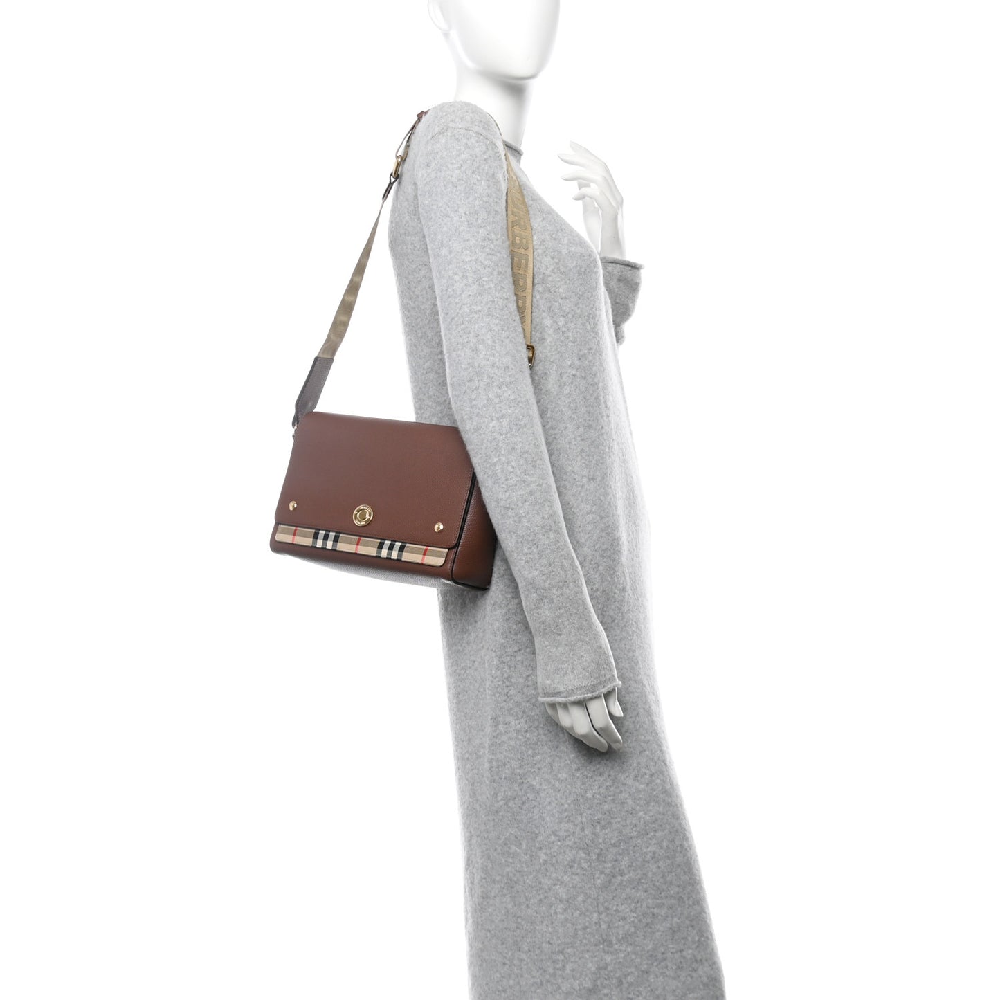 Calfskin Vintage Check Note Crossbody Bag Tan