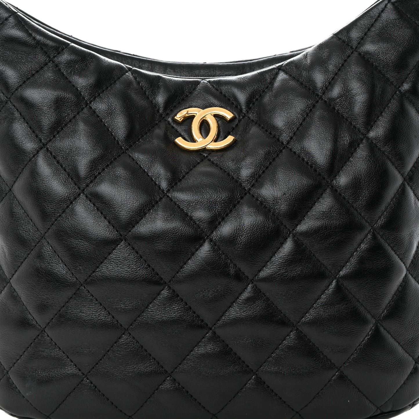 Lambskin Quilted Large CC Links Hobo Black