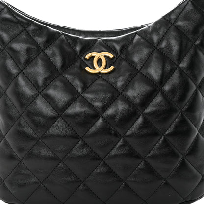 Chanel Lambskin Quilted Large CC Links Hobo Black 8 of 10