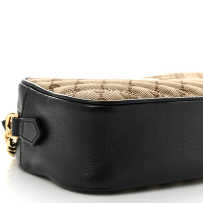 Gucci Monogram Matelasse Diagonal Small GG Marmont Chain Shoulder Bag Beige Black 9 of 10