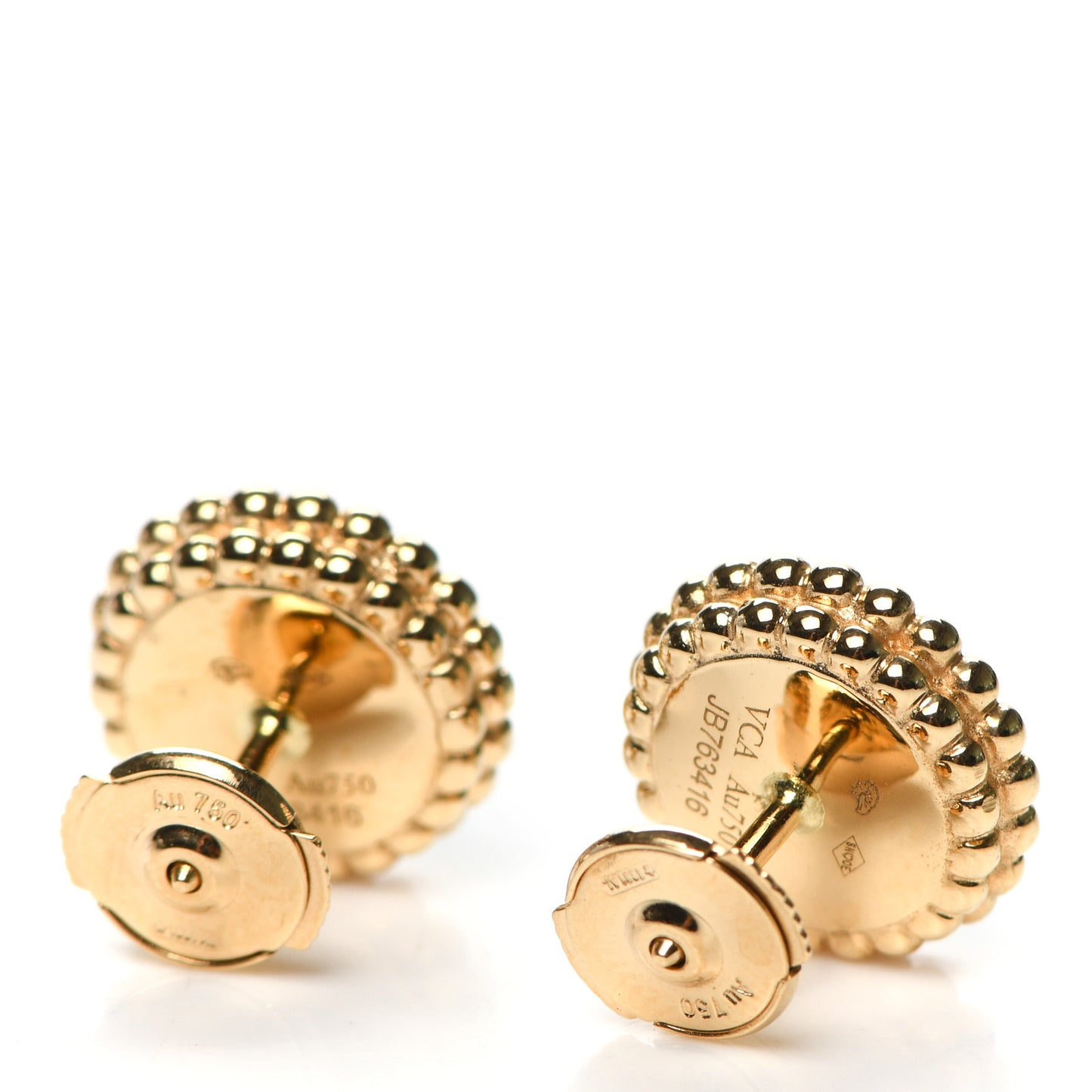 18K Yellow Gold Malachite Perlee Couleurs Earrings