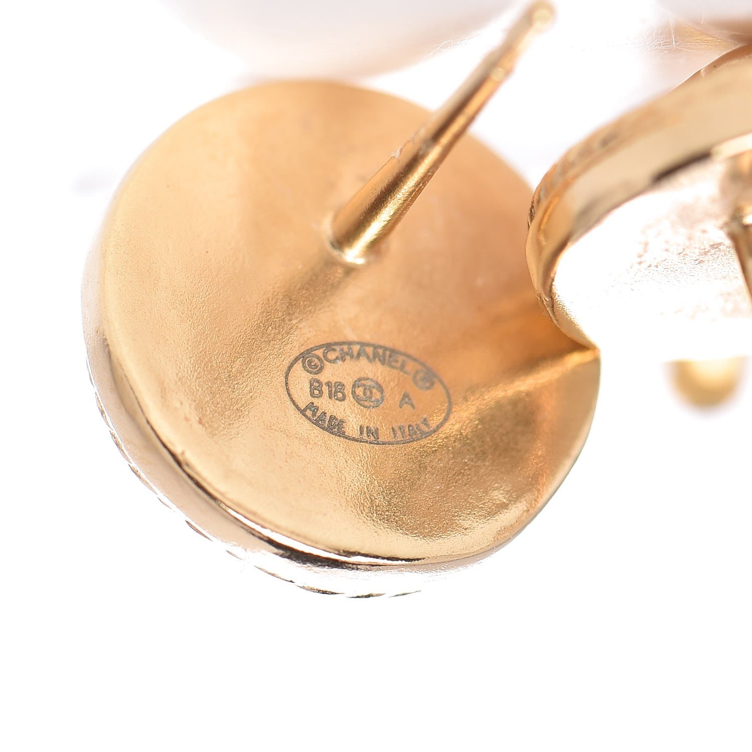 Chanel CC Button Earrings Gold 4 of 5