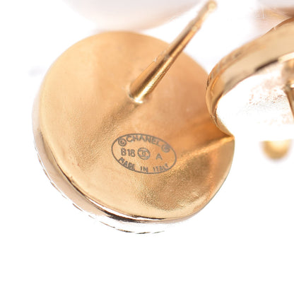 Chanel CC Button Earrings Gold 4 of 5