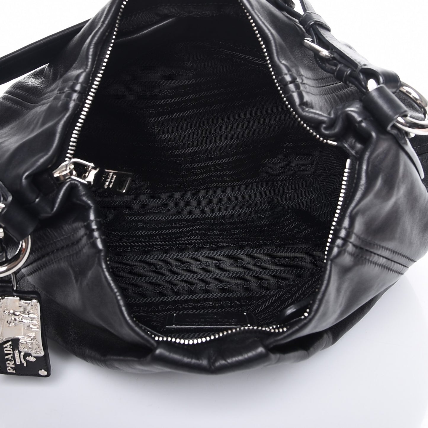 Soft Calf Pleated Hobo Nero Black