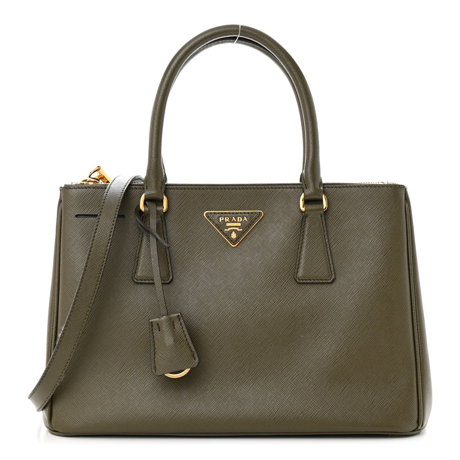 Prada Saffiano Small Galleria Double Zip Tote Militare 1 of 13