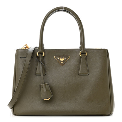 Prada Saffiano Small Galleria Double Zip Tote Militare 1 of 13