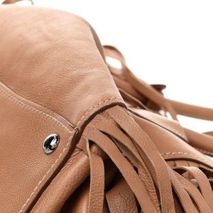 Prada Glace Calf Twin Pocket Fringe Tote Caramel 9 of 13