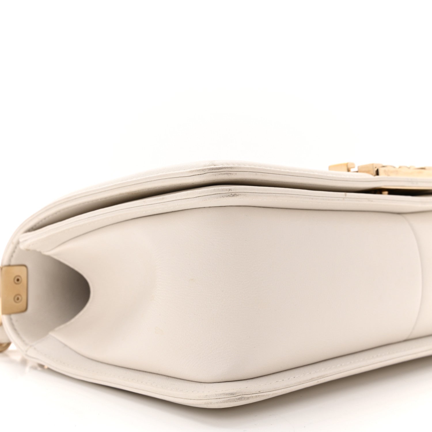 Chanel Calfskin Quilted Medium Chain Embellished Boy Flap White 8 of 14