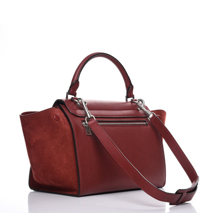 Celine Drummed Calfskin Suede Small Trapeze Merlot 4 of 10