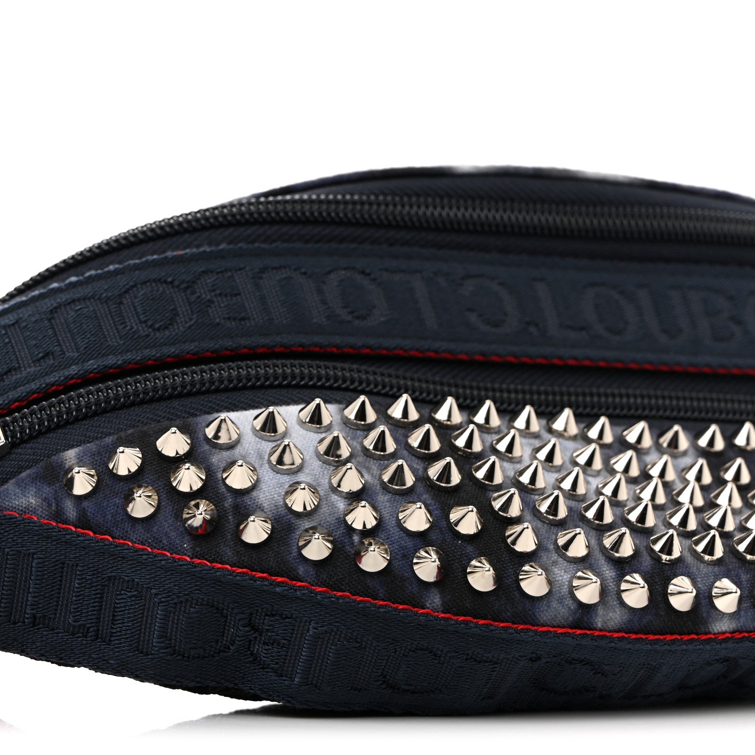 Christian Louboutin Canvas Spiked Paris NYC Belt Bag Blue 9 of 13