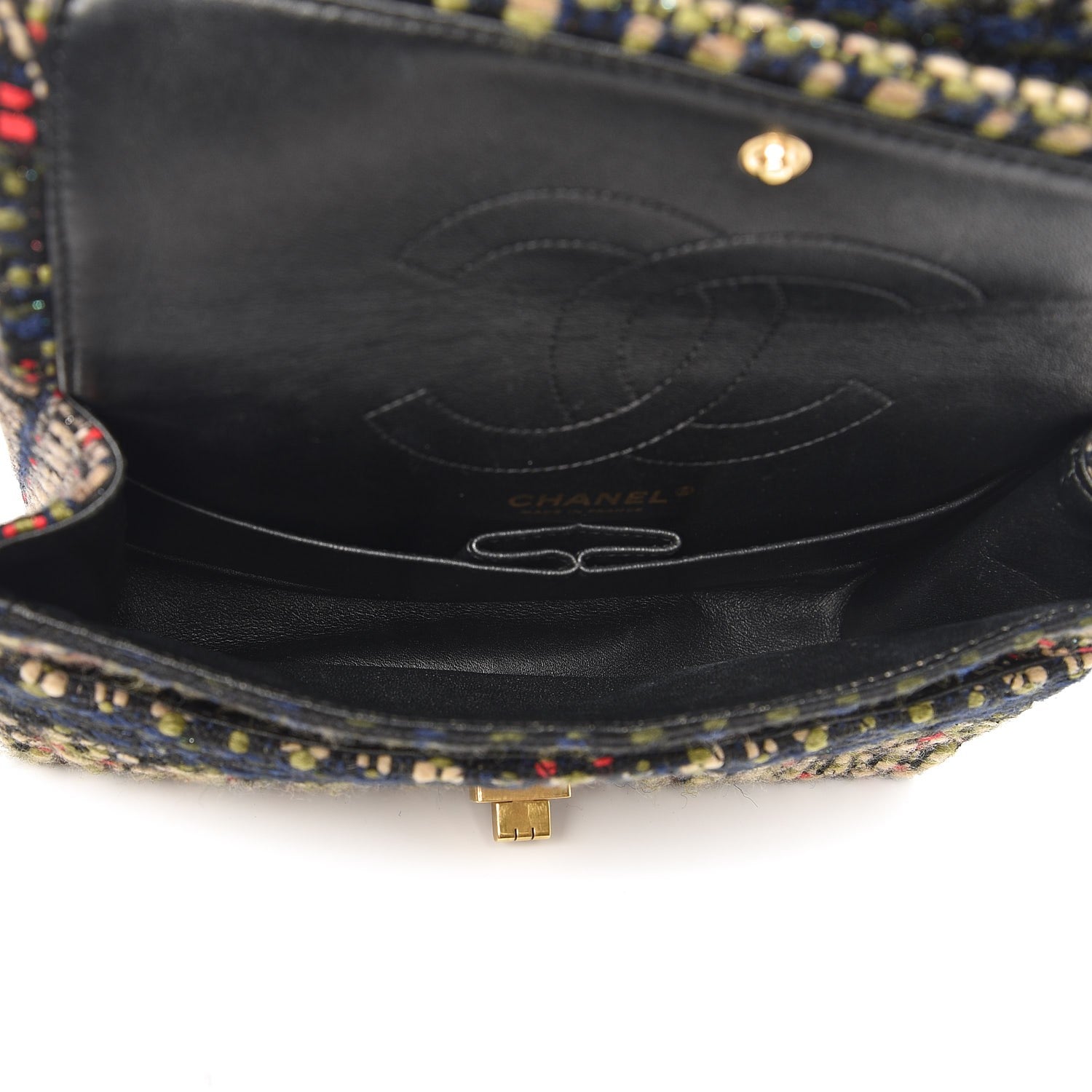 Chanel Tweed 2.55 Reissue 225 Flap Green Red Beige Black 5 of 7