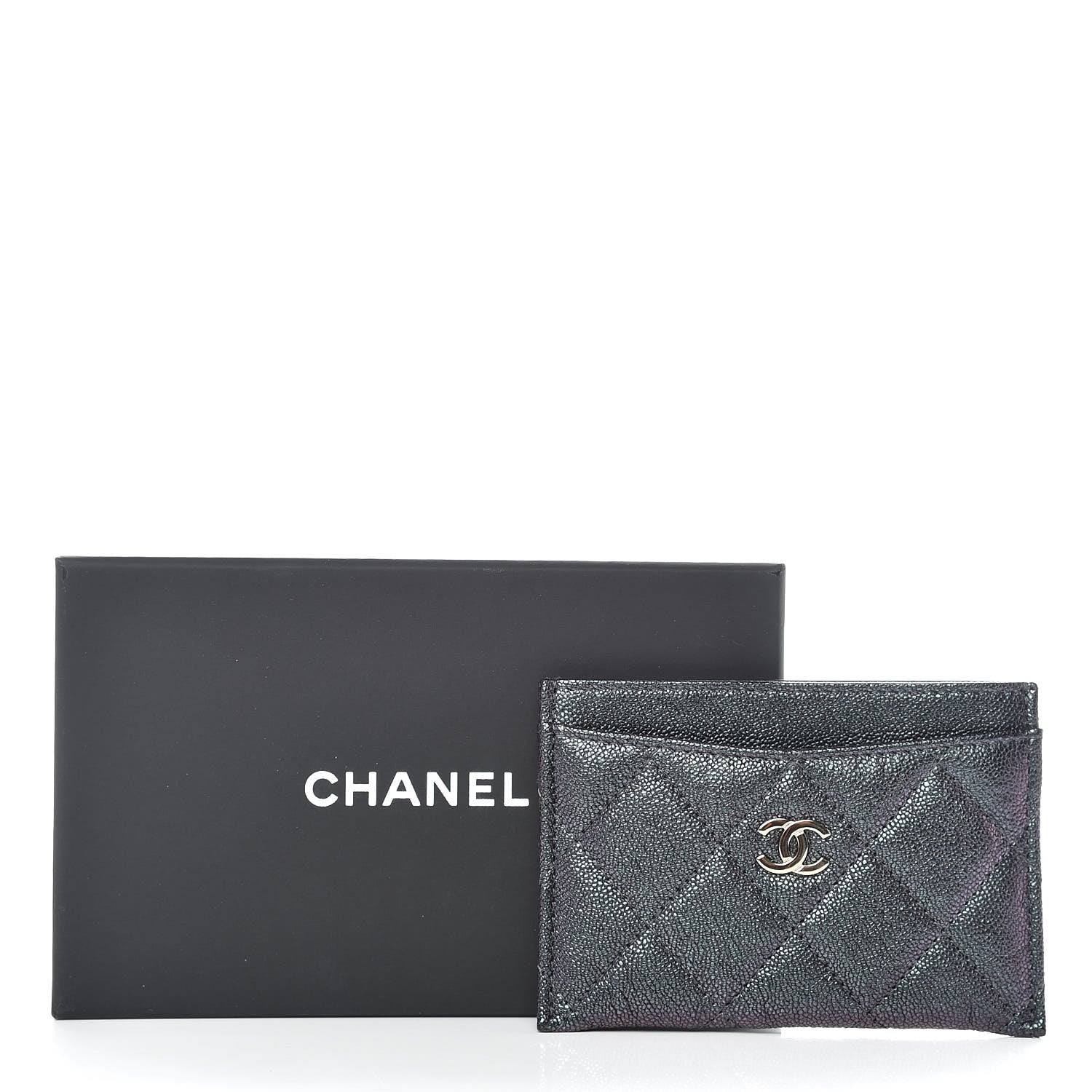 Chanel Iridescent Caviar Quilted Card Holder Black 9 of 9