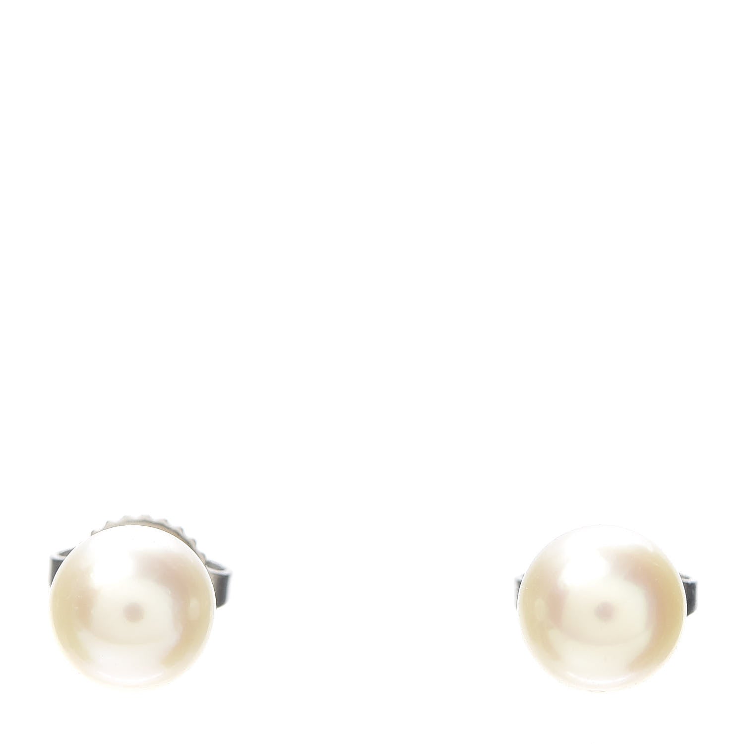 Tiffany 18K White Gold Akoya Pearl 6.5-7mm Earrings 1 of 4
