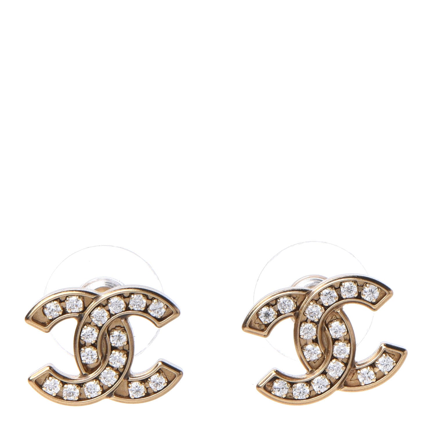 Chanel Crystal CC Earrings Gold 1 of 5
