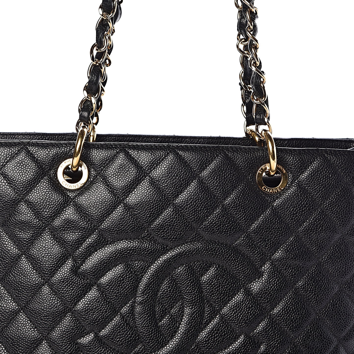 Caviar Quilted Grand Shopping Tote GST Black