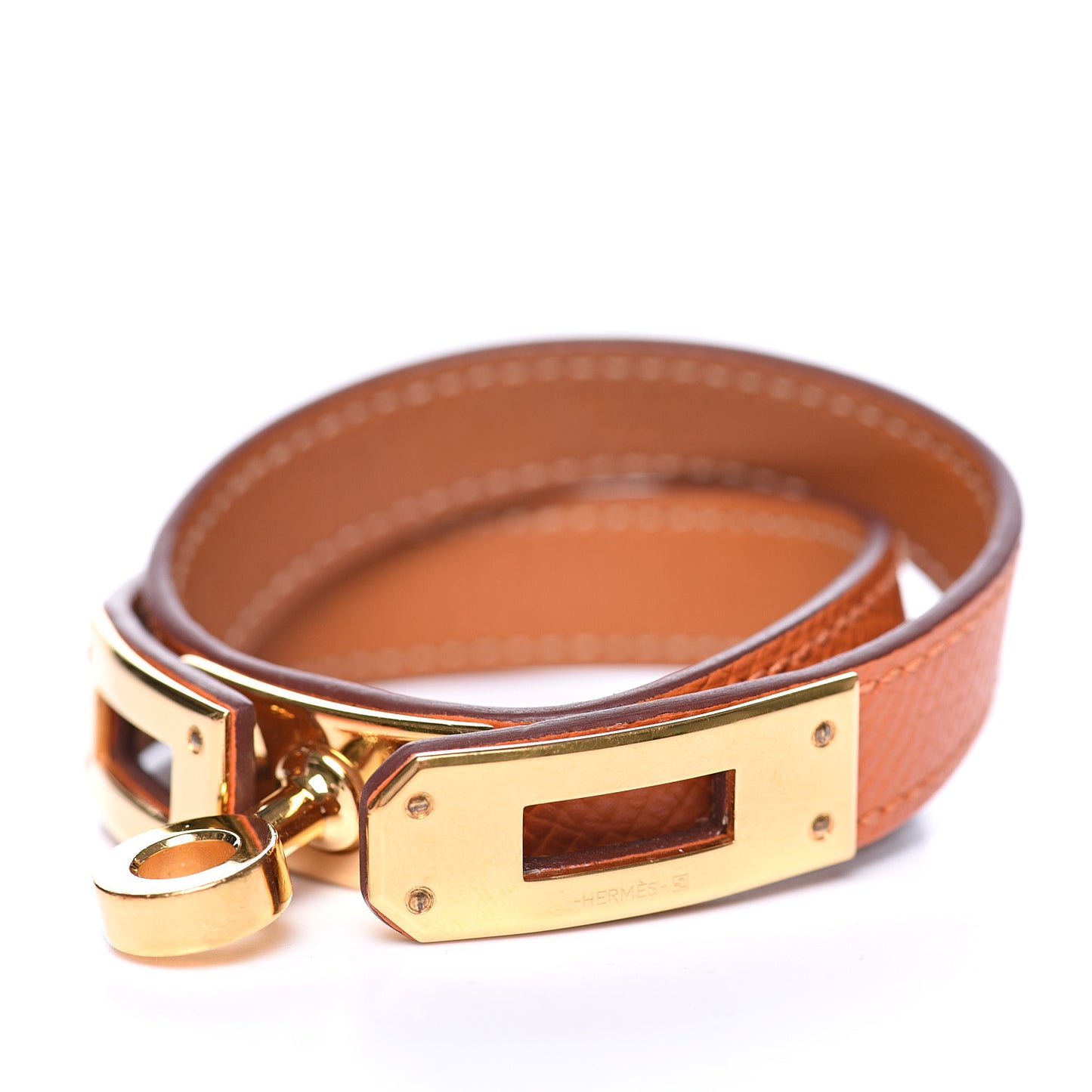 Epsom Kelly Double Tour Bracelet XS Orange