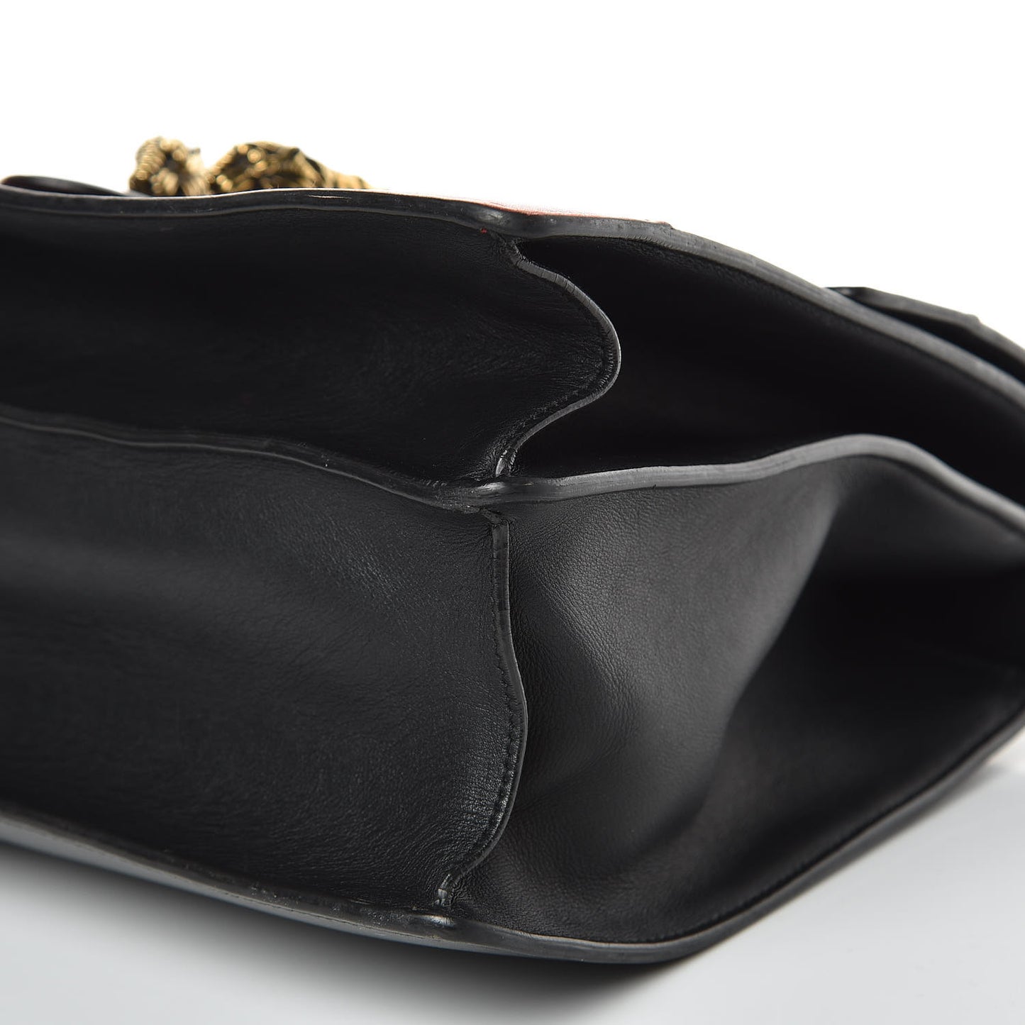Calfskin Bamboo Web Large Dionysus Top Handle Bag Black Bright Evergreen Hibiscus Red