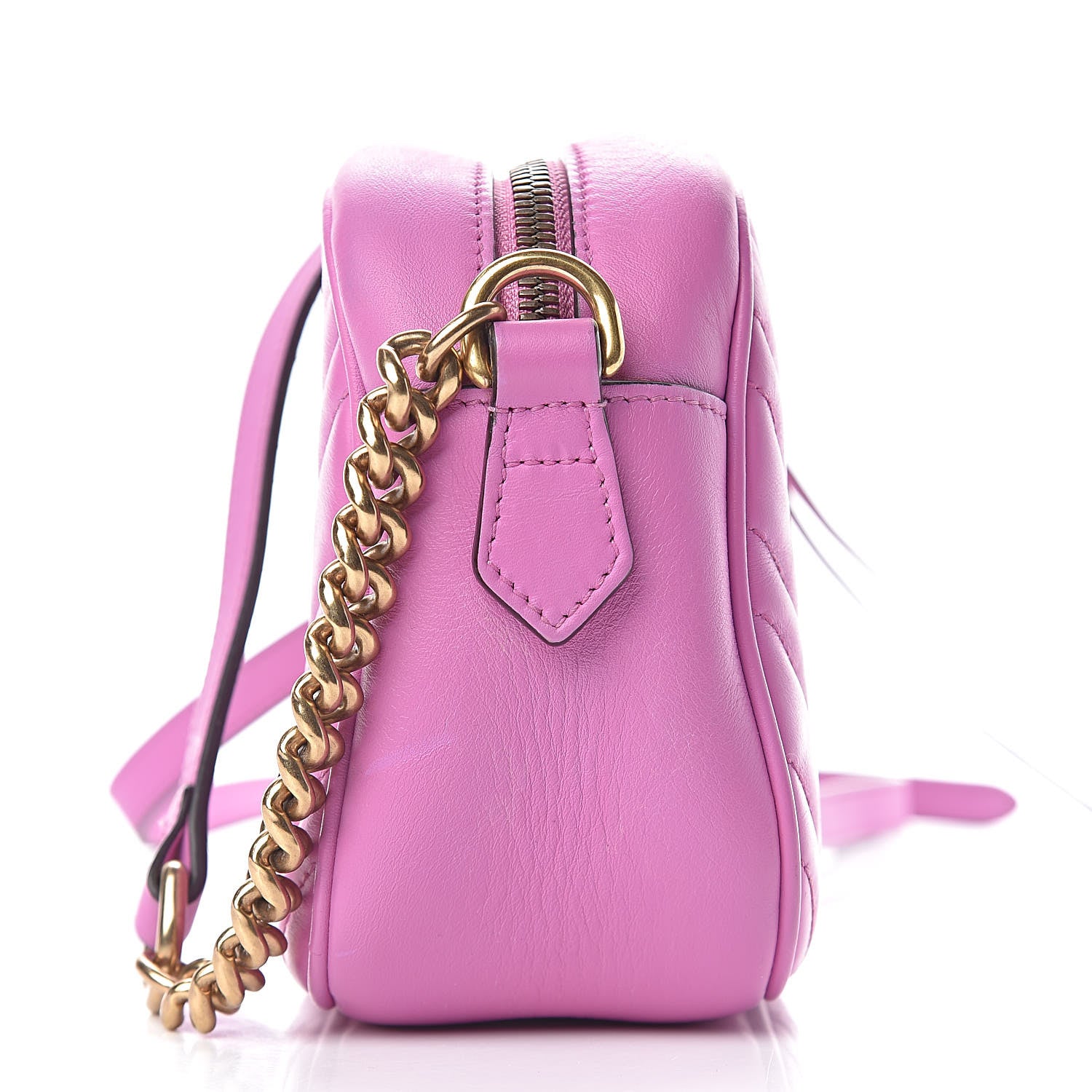 Gucci Calfskin Matelasse Small GG Marmont Chain Shoulder Bag Candy Mousse 8 of 12