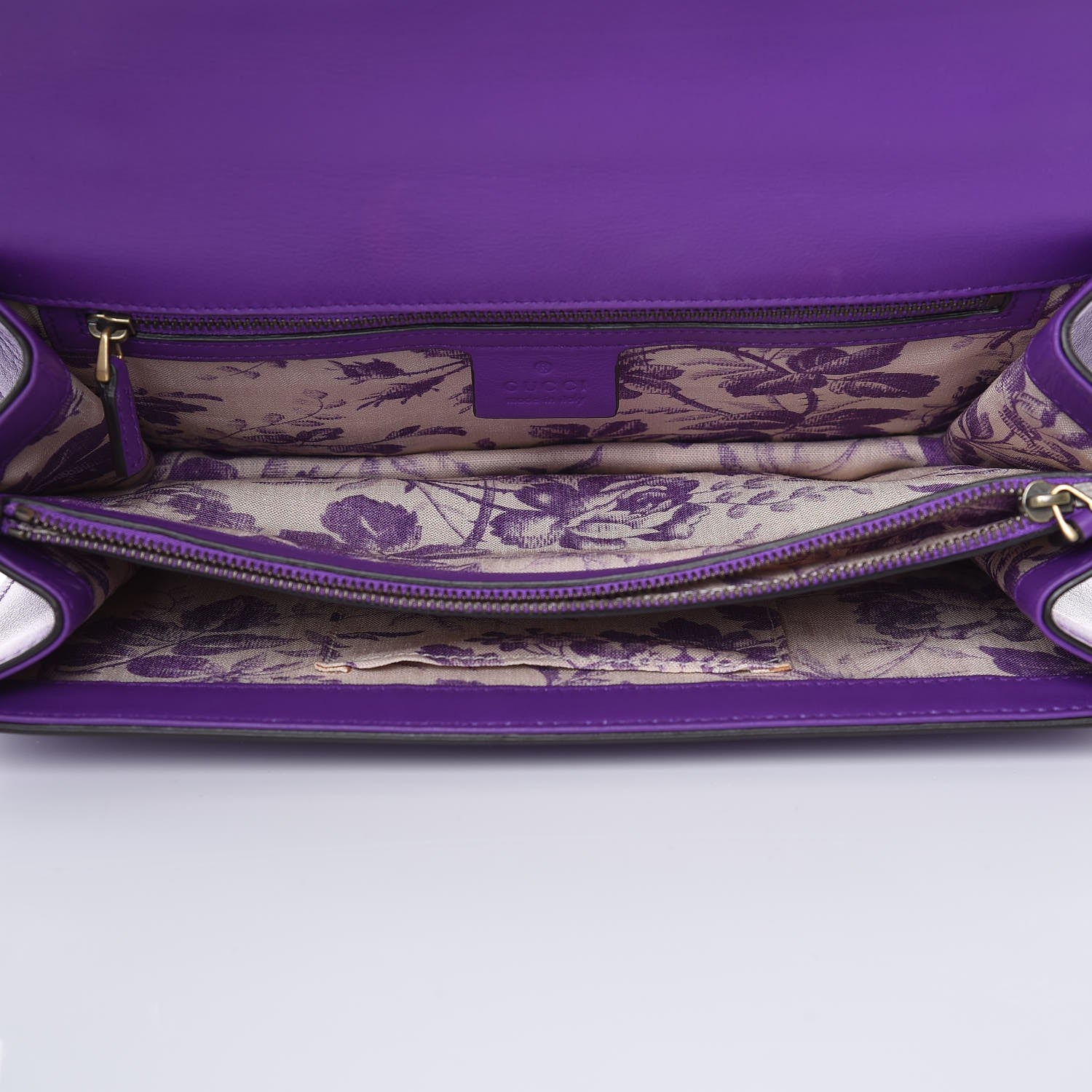 Gucci Calfskin Animalier Shoulder Bag Purple 8 of 8