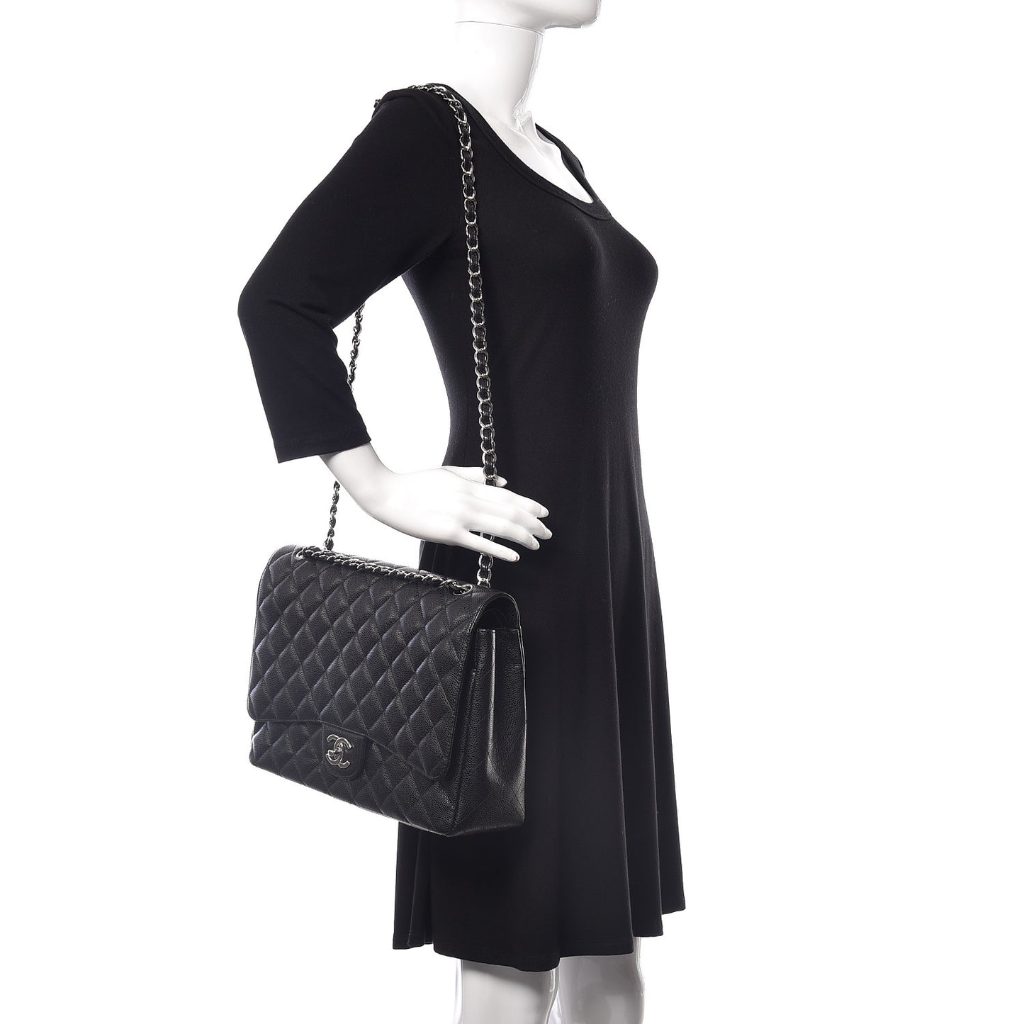 Caviar Quilted Maxi Double Flap Black