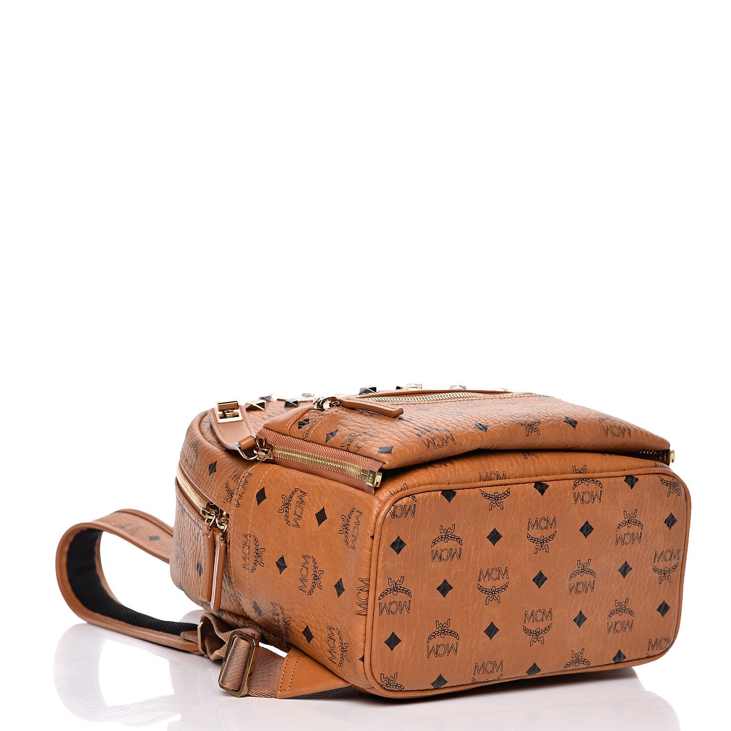MCM Visetos Studded Small Dual Stark Backpack Cognac 6 of 11