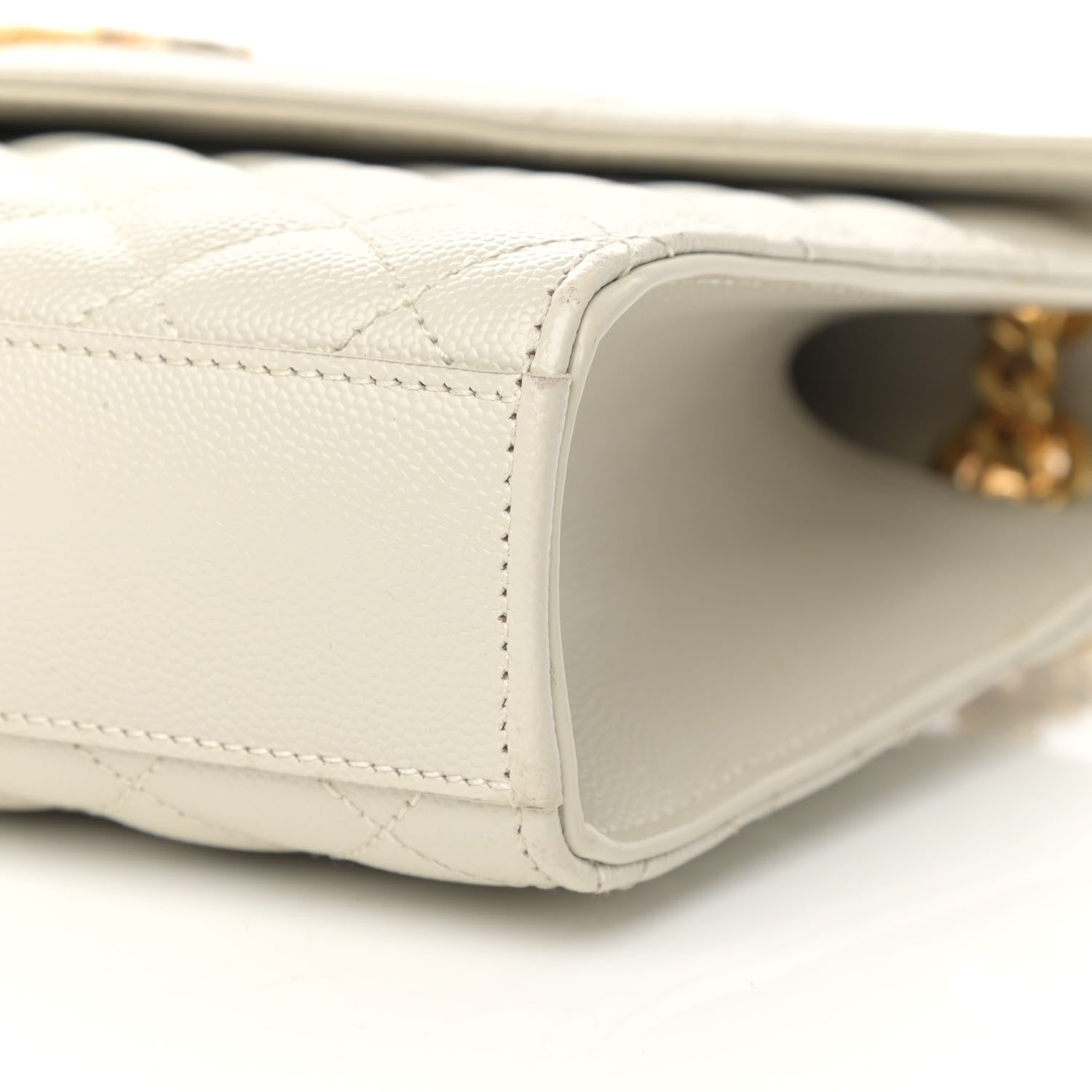 Saint Laurent Grain De Poudre Textured Mixed Matelasse Medium Triquilt Monogram Satchel Crema Soft 10 of 13