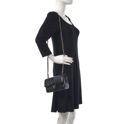 Chanel Lambskin Chevron Quilted Mini Rectangular Flap Black 2 of 17